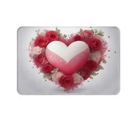 QJKFDHG Tappetino fango personalizzato, design unico per interni ed esterni, perfetto per porta d'ingresso, ingresso e garage, antiscivolo, resistente e facile da pulire, motivo floreale con cuore