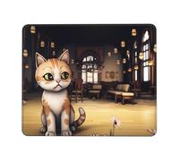 QJKFDHG Un simpatico tappetino per mouse con stampa di gatto soriano steampunk, con base antiscivolo, tappetino da scrivania esteso per ufficio e giochi, base in gomma da 3 mm, lavabile in lavatrice