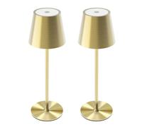 QJRGUY 2 Pack Rechargeable Lamp, Dimmable Touch Control, Metal Portable for Dining Room, Bedroom (Gold)