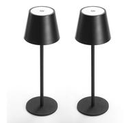 QJRGUY 2 Pack Rechargeable Lamp, Dimmable Touch Control, Metal Portable for Dining Room, Bedroom (Gold)
