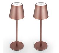 QJRGUY 2 Pack Rechargeable Lamp, Dimmable Touch Control, Metal Portable for Dining Room, Bedroom (Gold)