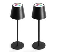 QJRGUY 2 Pack Rechargeable Lamp, Dimmable Touch Control, Metal Portable for Dining Room, Bedroom (Gold)