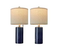 QJRGUY 20.25 Inchi Lamp Set di Ceramiche Moderne con Ombrellino Linneo per Stanze da Letto, Studiolo e Ufficio (Verde)