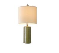 QJRGUY 20.25 Inchi Lamp Set di Ceramiche Moderne con Ombrellino Linneo per Stanze da Letto, Studiolo e Ufficio (Verde)