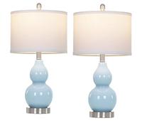 QJRGUY 22-inch Lampegno Ceramic Gourdaletto da Cartiera 2-Pack, Scheda in Lino, Bulbi Included, Adatto alla Stanza da Bagno o Ufficio (Blu)