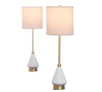 QJRGUY 32" Teardrop Ceramic Lamp Conoscente Ambiente con Sposa di Oatmeal e Stelo d'Argento per Casa, Dormitorio, Libreria, Sala da Pranzo (Blu)