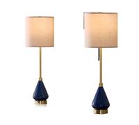 QJRGUY 32" Teardrop Ceramic Lamp Conoscente Ambiente con Sposa di Oatmeal e Stelo d'Argento per Casa, Dormitorio, Libreria, Sala da Pranzo (Blu)