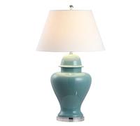 QJRGUY Lampada Tavolo in Ceramica Classica Moderna 33 Pollici con Lampadina a LED Camera da Letto, libreria Adatto per Soggiorno, dormitorio, Ufficio, (Verde Acqua)