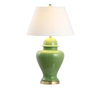QJRGUY Lampada Tavolo in Ceramica Classica Moderna 33 Pollici con Lampadina a LED Camera da Letto, libreria Adatto per Soggiorno, dormitorio, Ufficio, (Verde)