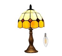 QJRGUY Lampetta da Scritto Art Nouveau con Vetro Incorniciato Rosa - Compatibile per Stanze, Soggiorno e Dormitorio