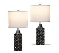 QJRGUY Table Lamp Ceramic Set Nero Blu, 3-Color Dimming Capable, Elegante per Prospetto Armonico e comodità - 2 Pezzi