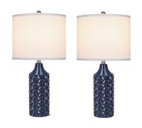 QJRGUY Table Lamp Ceramic Set Nero Blu, 3-Color Dimming Capable, Elegante per Prospetto Armonico e comodità - 2 Pezzi