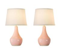 QJRGUY Table Lamp Ceramic Two-Piece Decor Living Room Bedroom Nightstand Gift Home Office Style (Blu)