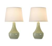 QJRGUY Table Lamp Ceramic Two-Piece Decor Living Room Bedroom Nightstand Gift Home Office Style (Blu)