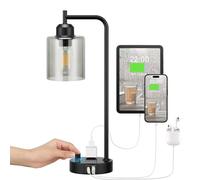QJRGUY Table Lamp con Sfumato di Vetro, Porta Accessori USB e Connesso, Ottimale per Ufficio o Pianebanda (Sceglie tra 7 Colori)