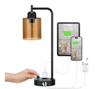 QJRGUY Table Lamp con Sfumato di Vetro, Porta Accessori USB e Connesso, Ottimale per Ufficio o Pianebanda (Sceglie tra 7 Colori)