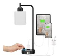 QJRGUY Table Lamp con Sfumato di Vetro, Porta Accessori USB e Connesso, Ottimale per Ufficio o Pianebanda (Sceglie tra 7 Colori)