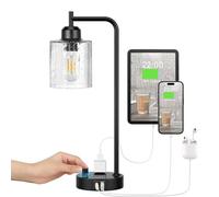 QJRGUY Table Lamp con Sfumato di Vetro, Porta Accessori USB e Connesso, Ottimale per Ufficio o Pianebanda (Sceglie tra 7 Colori)