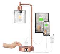 QJRGUY Table Lamp con Sfumato di Vetro, Porta Accessori USB e Connesso, Ottimale per Ufficio o Pianebanda (Sceglie tra 7 Colori)