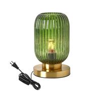 QJRGUY Table Lamp con Zuppa Inglese e Griglia di Vetro, Ideale per Rappresentare Il Quartier Generale, Camera da Letto o Ufficio (Verde)
