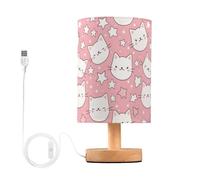 QJRGUY Table Lamp in Solid Wood Base with Linen Lampshade, USB Port, Art Deco Style for Living Room And Bedroom ()