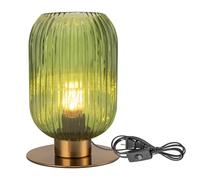 QJRGUY Torcia a Globo di Vetro Aretino con Base in Brass Antiquato - Decorazione per Camera, Ufficio e Salone (Verde)