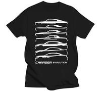 QJXXPVAX 1966-2021 Dodg Charger Evolution Outline Design T Shirt Black S