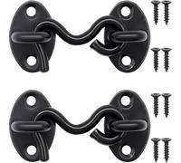 QJZXUEZHEN 2 pezzi 5,1 cm Barn serratura per porta, gancio a occhiello per cancello, porta finestra girevole con viti di montaggio (nero)
