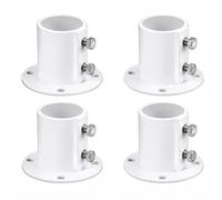 Qkansiw Supporto flangiato per scala per piscina fuori terra, base a doppio bullone in acciaio inossidabile 304, adatto a tubi rotondi da 3,8 cm, bianco (4, bianco)