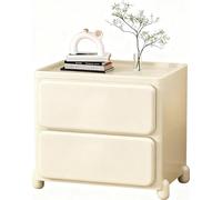 QKBMFK Comodino Moderno Cassetto, Bianco, con 4 Ruote, Tavolino Laterale, Cassettiera Moderno per Camera da Letto, Soggiorno, Mobile Contenitore 2/3/4/5 Elementi, Senza Montaggio A-50cm,2-Tier