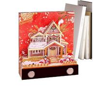 Qkbuza Blocco note 3D,Blocco note natalizio 3D,Scultura di blocco note Christmas Snowhouse - Centrotavola decorativi da collezione Blocco note artistico con intaglio per la casa invernale di Capodanno
