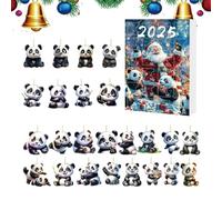 Qkbuza Calendario 'Avvento natalizio 24 giorni, 2D, a forma di panda, calendario per conto alla rovescia 2025, ciondolo decorativo per la casa, per bambini e adulti, rami, albero interno