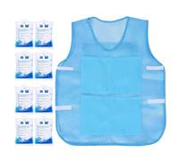 Qkbuza Cool Vest - Gilet portatile da uomo con impacchi di ghiaccio, gadget indossabile, abbigliamento personale freddo per lavoratori, sport, viaggi, attività all'aperto, papà, blu cielo, A