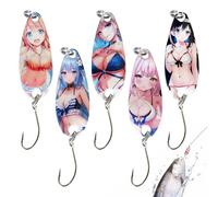 Qkbuza Cucchiai da, Beach Girls Hard Bait, Set da 5 Esche Artificiali per Trote Persici Lucci Salmoni Bass Acque Dolci e Salate