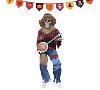 Qkbuza Decorazioni Scheletri Halloween | Scheletri Animati Divertenti Per Duello Di Banjo | Decorazione Con Musica Articolazioni Snodate Occhi Luminosi Per Halloween Casa Stregata Scuola Percorso