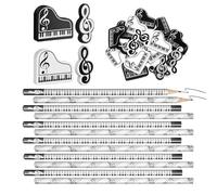 Qkbuza Matite in legno per studenti, matite musicali, gomme da cancellare per tastiera pianoforte, tema musicale, divertente cancelleria, per redigere lezioni di matematica, concerti, studenti