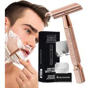 Qkbuza Razors a doppio bordo da uomo, a doppio bordo,Strumento per la toelettatura della barba a doppio bordo | Rasonatori di rasatura di sicurezza con 5 ricariche per una stretta esperienza di