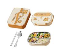 Qkbuza Set Di Portapranzo Per Bambini, Porta Pranzo Cartoon con Scomparti, Contenitori Cibo Acciaio con Posate per Spuntino Ufficio Donne Uomini Bambini Scuola Lavoro Viaggio Picnic Esterno