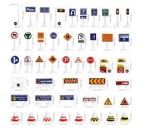 Qkbuza Set Traffico per Bambini, 2 Set di segnali stradali in ABS, Giocattolo con Cono di Guida, per Bambini, per la casa delle Bambole, da Giardino in Miniatura