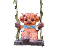 Qkbuza Statua Da Giardino A Forma Di Mucca Highland - Statua A Dondolo in Resina Di Mucca Highland Artigianale | Statue Decorative Da Giardino Per Balcone Finestra Interni Esterno Camera