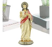Qkbuza Statuetta di Gesù in resina, statuetta da collezione in resina, decorazione portatile per la casa, sculture colorate di Gesù per soggiorno e chiesa