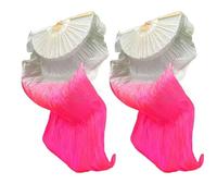 Qkbuza Ventagli in seta per ballare, ventaglio in vela, 1 paio di veli in seta artificiale, lunghi sfumati, ventagli da danza colorati in tessuto, lunghe bandiere fluidi da danza