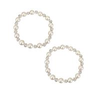 QKCQQTS Bracciale di perle d'acqua dolce da donna - Gioiello con perline in argento elasticizzato e impilabile, elegante, leggero e lussuoso, regalo per tutti i giorni (2pcs)