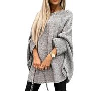 QKCQQTS Maglione elegante lavorato a maglia tipo mantello da donna, maglione tipo poncho casual largo, maglione tipo mantello da donna, maglione tipo scialle lavorato a maglia alla moda