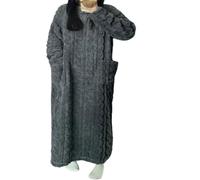 QKCQQTS Vestiti per la casa in Velluto Corallo Invernale, Camicia da Notte in Velluto Corallo da Donna, Vestaglia da Notte per la casa Invernale Autunnale (L(140cm),Dark Gray)