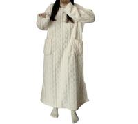 QKCQQTS Vestiti per la casa in Velluto Corallo Invernale, Camicia da Notte in Velluto Corallo da Donna, Vestaglia da Notte per la casa Invernale Autunnale (L(140cm),White)
