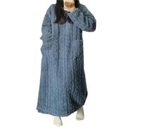 QKCQQTS Vestiti per la casa in Velluto Corallo Invernale, Camicia da Notte in Velluto Corallo da Donna, Vestaglia da Notte per la casa Invernale Autunnale (M(130cm),Navy Blue)