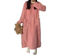 QKCQQTS Vestiti per la casa in Velluto Corallo Invernale, Camicia da Notte in Velluto Corallo da Donna, Vestaglia da Notte per la casa Invernale Autunnale (S(115cm),Pink)