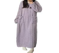 QKCQQTS Vestiti per la casa in Velluto Corallo Invernale, Camicia da Notte in Velluto Corallo da Donna, Vestaglia da Notte per la casa Invernale Autunnale (L(140cm),Purple)