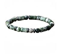 QKDWXLPH Braccialetto fatto a mano in giada naturale, braccialetti elastici con perline di pietre preziose di cristallo, gioielli con bracciale chakra in agata verde per uomo e donna